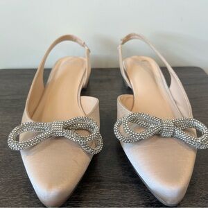 Elegant Cream Slingback Flats with Bow
